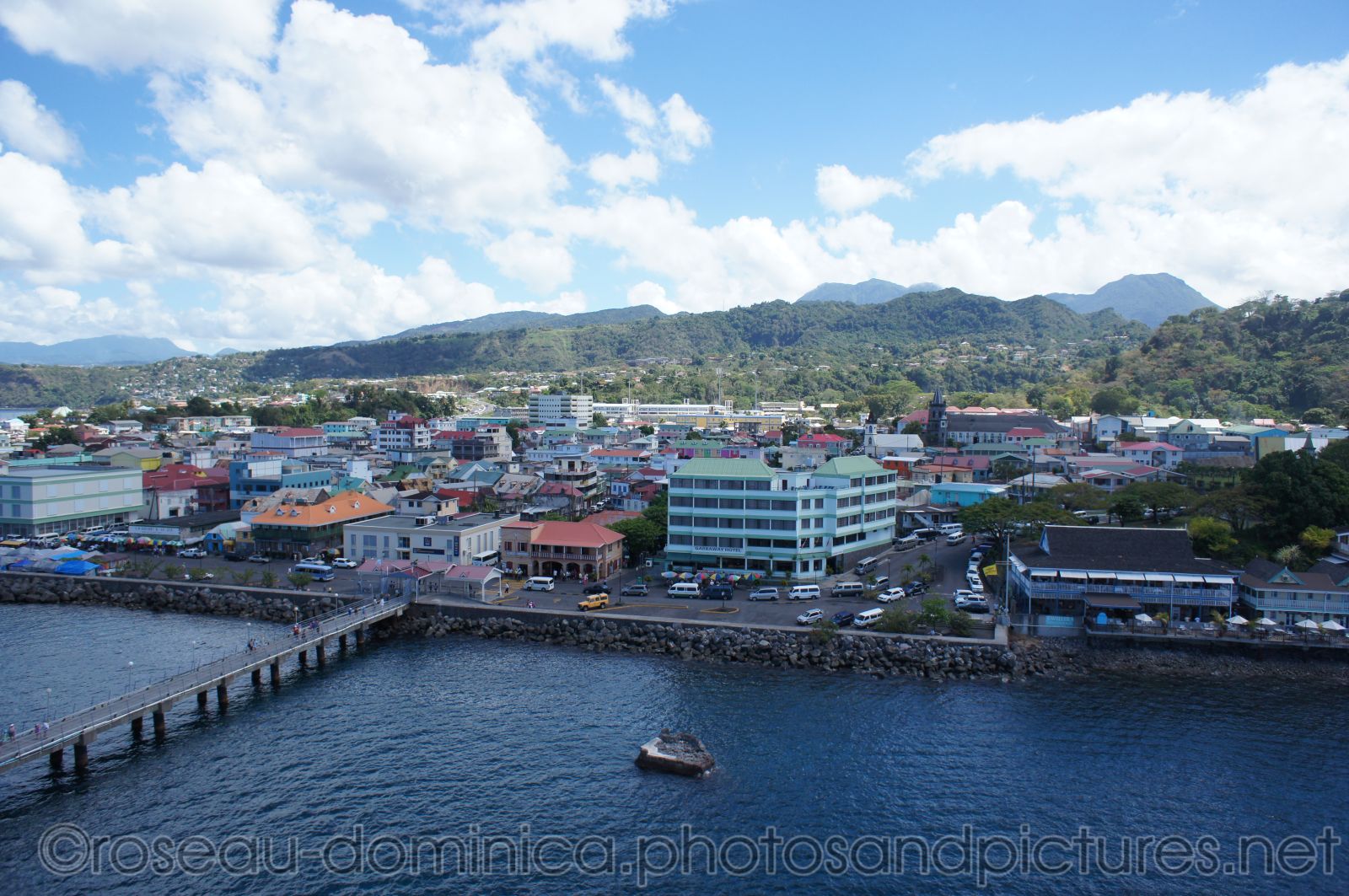 View of buldings near cruise terminal of Roseau Dominica.jpg