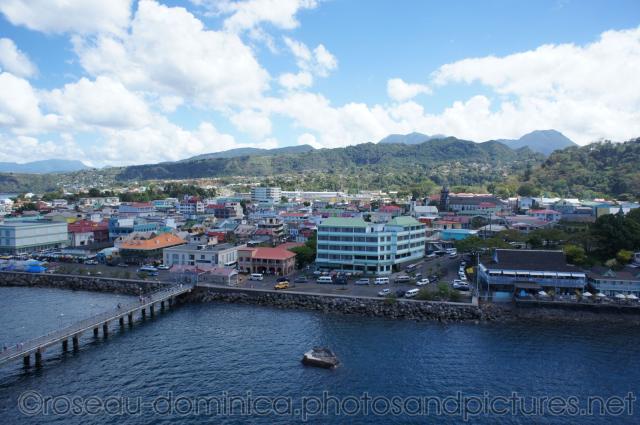 View of buldings near cruise terminal of Roseau Dominica.jpg