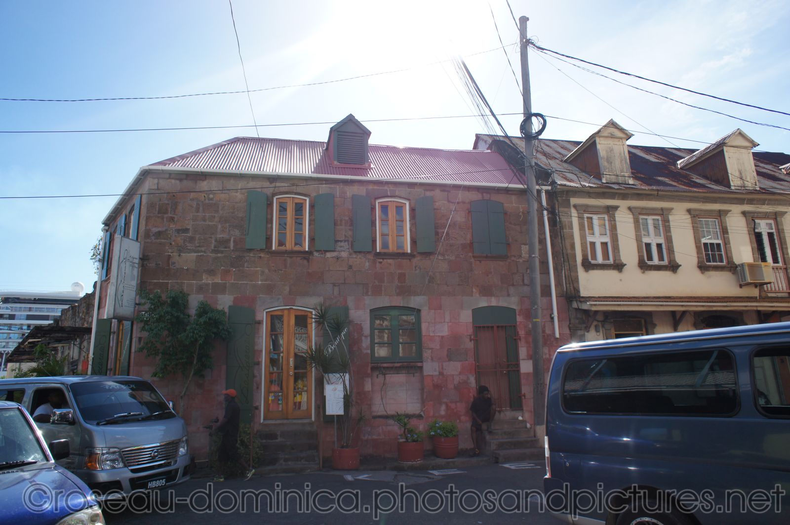Cafe in a red brick building in Roseau Dominica.jpg