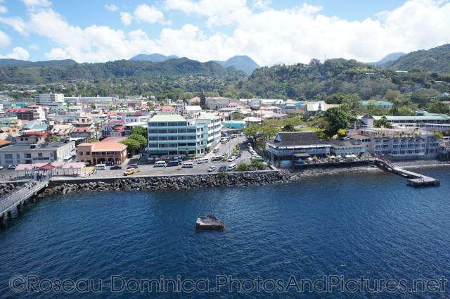 View from cruise ship of Roseau Dominica and the hills.jpg